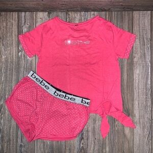 Bebe Pink Polka Dot Pajama Set